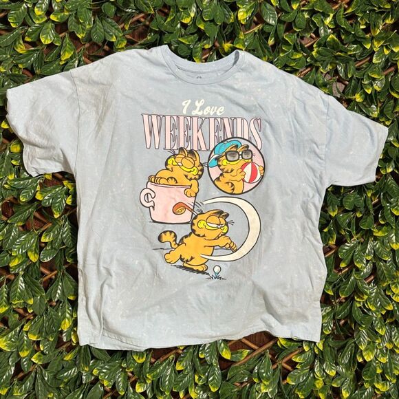 GARFIELD I hate Mondays Blue T Shirt Size L - Picture 2 of 6